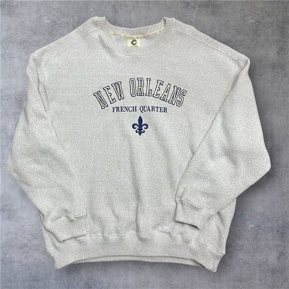 Classic Vintage Y2K New Orleans French Quarter Crewneck Sweatshirt Gray Mens 2XL - Picture 1 of 8